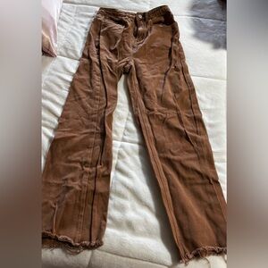brown straight leg jeans